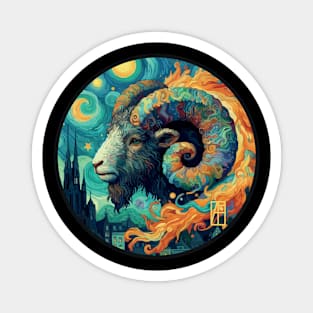 ZODIAC Aries - Astrological ARIRS - ARIRS - ZODIAC sign - Van Gogh style - 16 Magnet